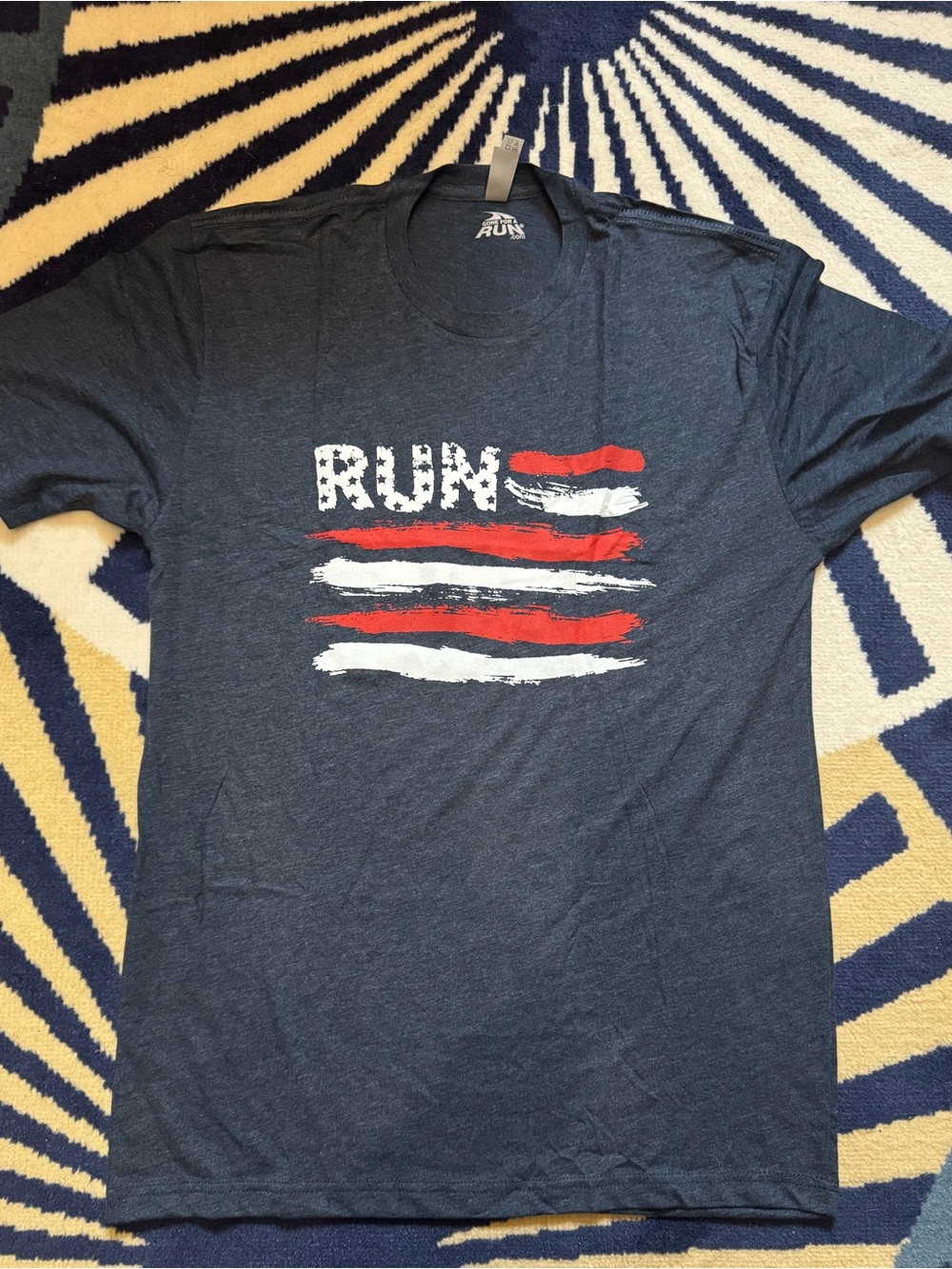 Flag Graphic Tee - Navy Blue Men's Short Sleeve Shirt